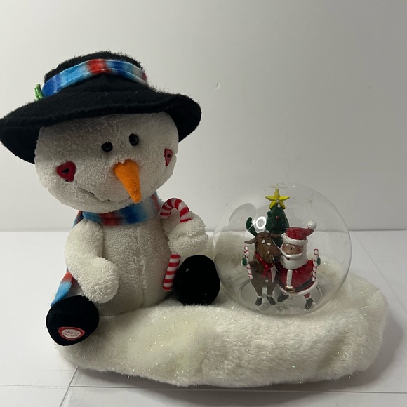 Gemmy Animated plush friend Snow Globe Snowman Lights Singing Plush WORKS - Picture 1 of 10